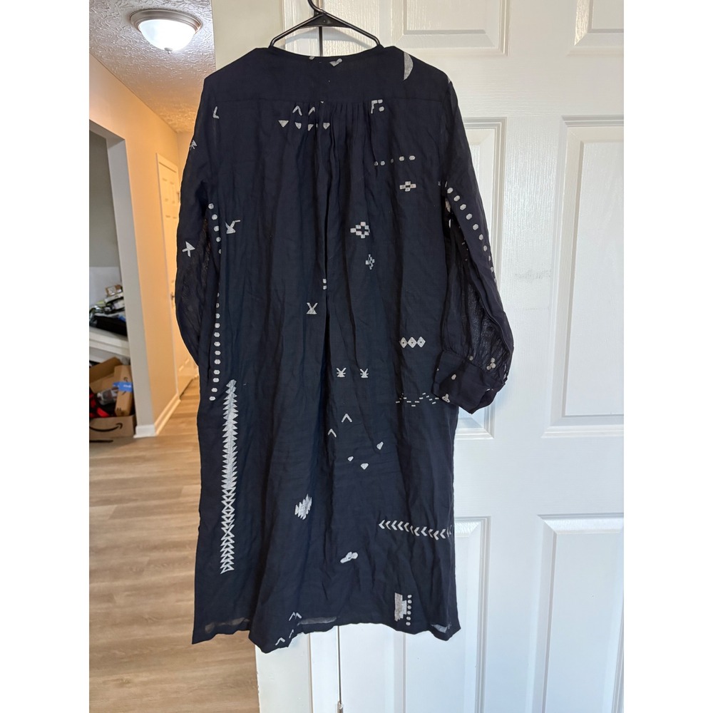 Black Embroidered Midi Dress - Lightweight Long Sleeve - Picture 7 of 7